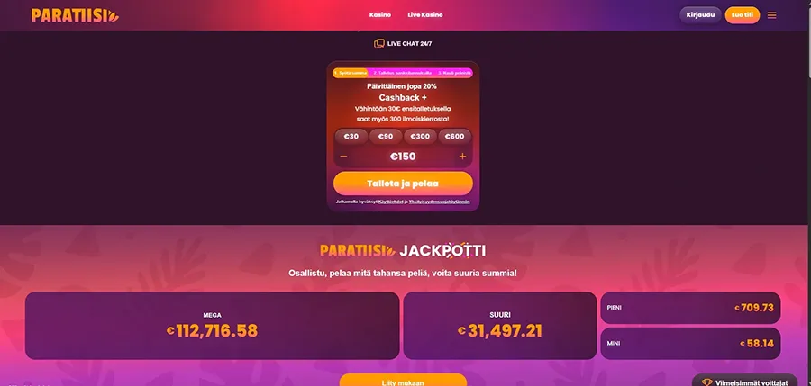 Paratiisi online casino